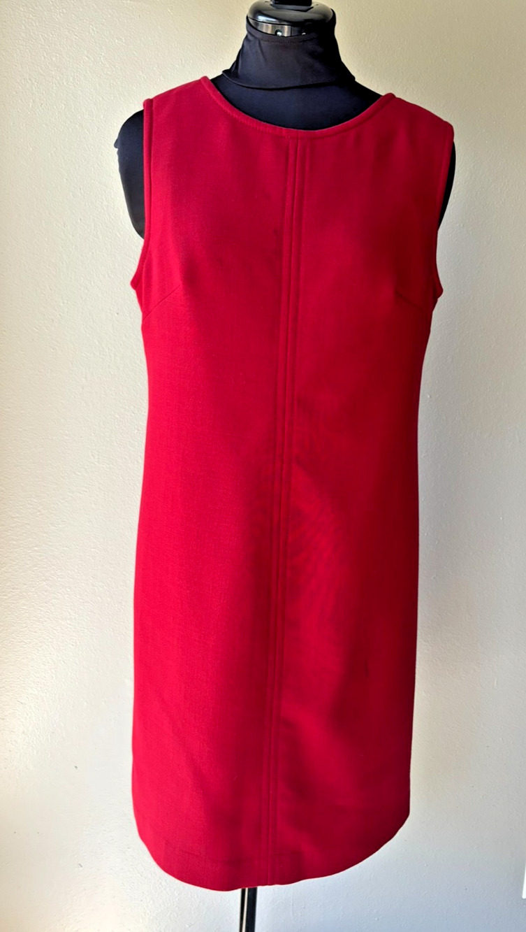 Talbots Red Wool Blend Sleeveless Retro Shift Dress – Women's 8